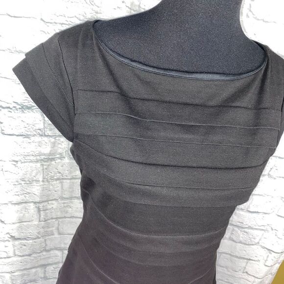 Max and Cleo midi bodycon layered dress w/cap sleeves black sz 10 - Picture 4 of 12